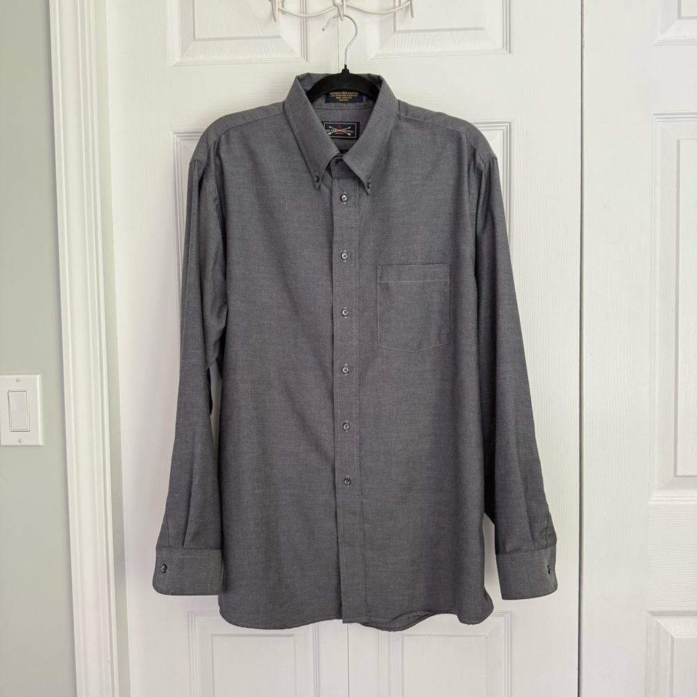 The Arrow Company Men's Gray Button Down Shirt Wrinkle Free‎ Oxford size 17